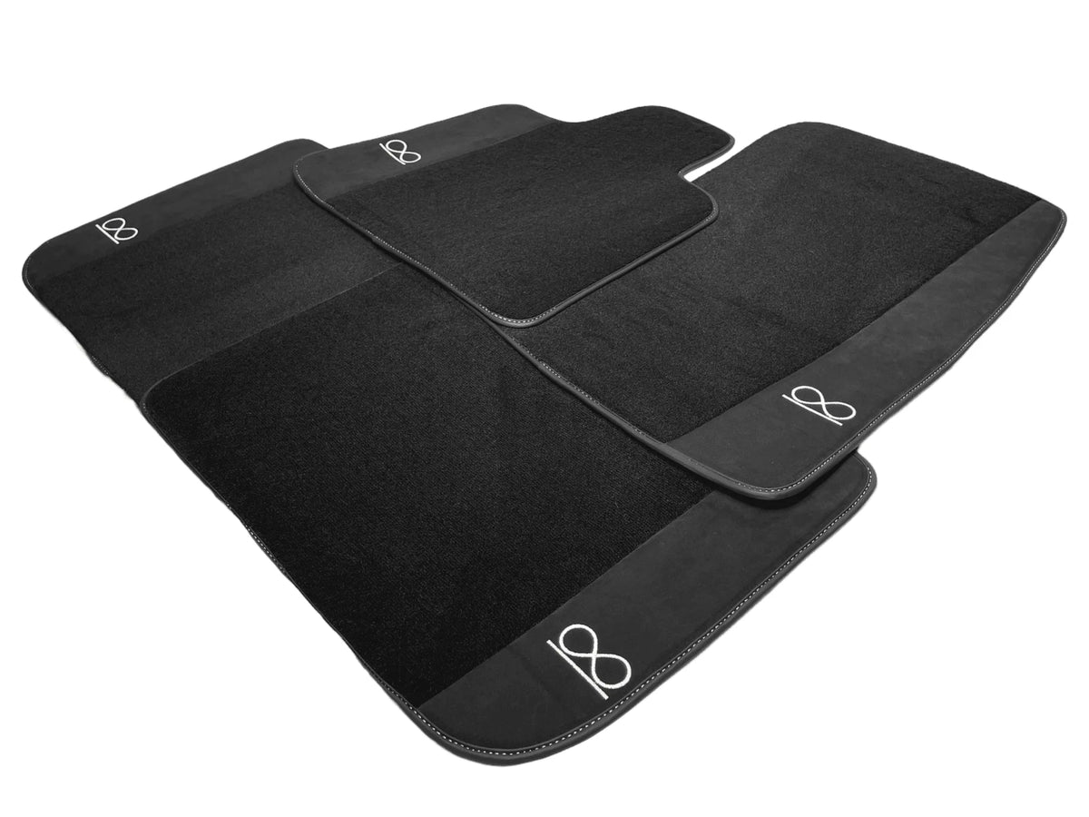 Black Floor Mats For Rolls Royce Black Badge Ghost Fluorescent Logo - AutoWin