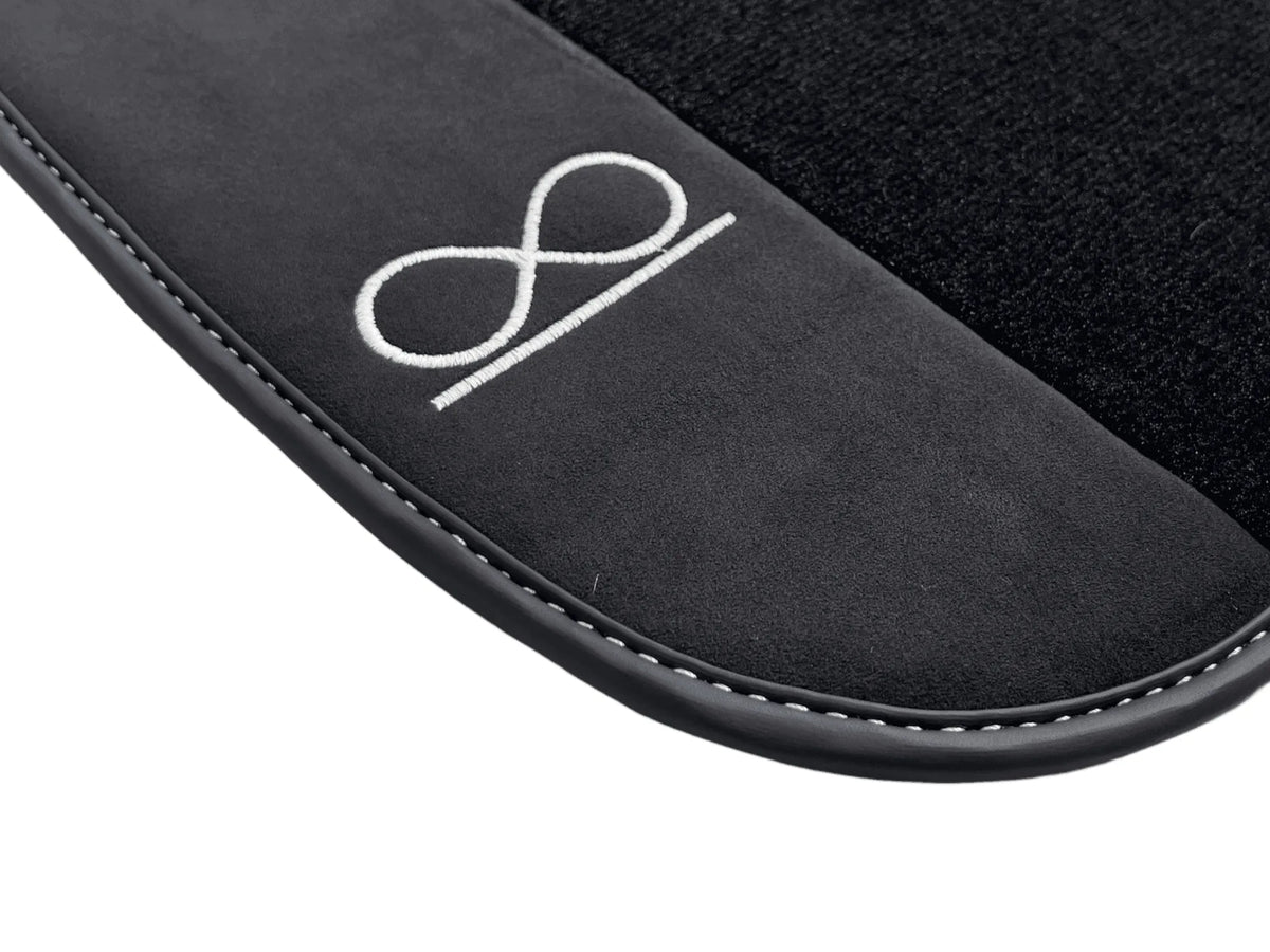 Black Floor Mats For Rolls Royce Black Badge Ghost Fluorescent Logo - AutoWin