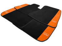 Black Floor Mats For Rolls Royce Black Badge Phantom VIII (2017-2024) Orange Alcantara