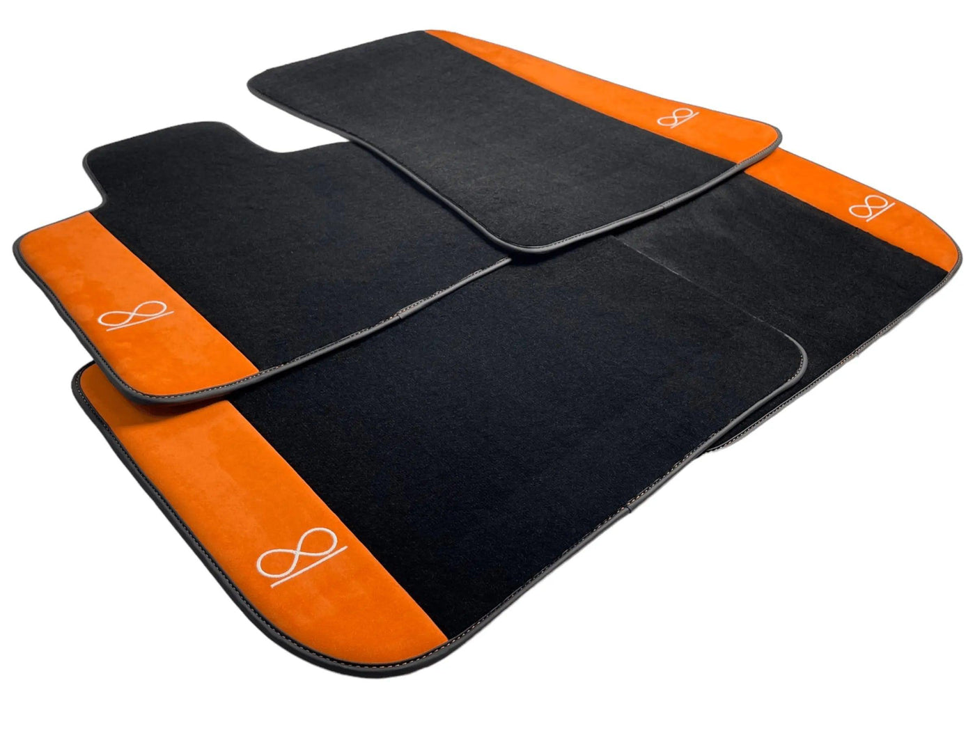 Black Floor Mats For Rolls Royce Black Badge Wraith Orange Alcantara - AutoWin