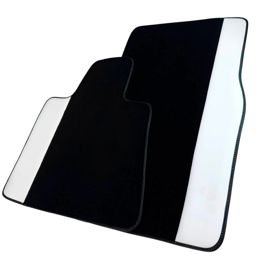 Black Floor Mats for Rolls Royce Cullinan (2018-2025) with White Leather