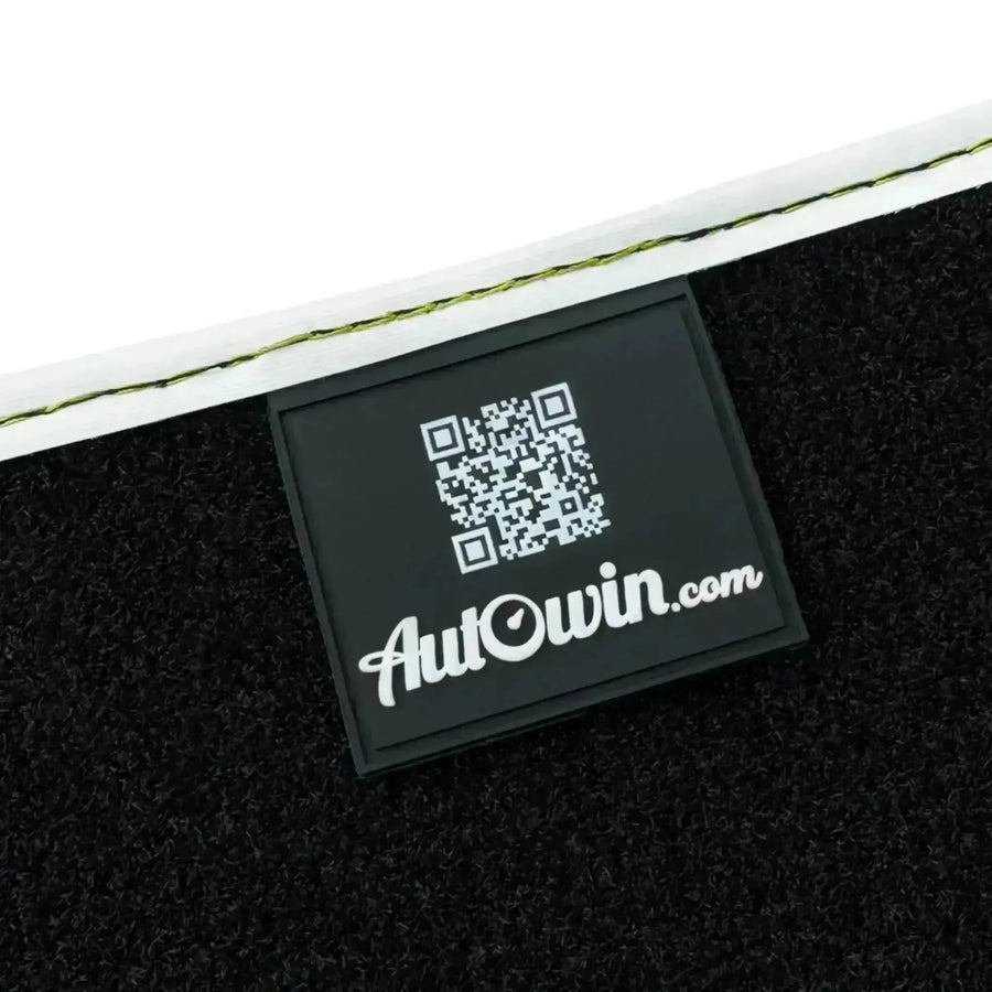 Black Floor Mats for Rolls Royce Cullinan 2018-2025 with White Leather | White Trim