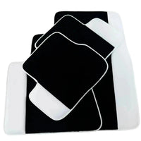 Black Floor Mats for Rolls Royce Dawn (2016-2023) with White Leather | White Trim