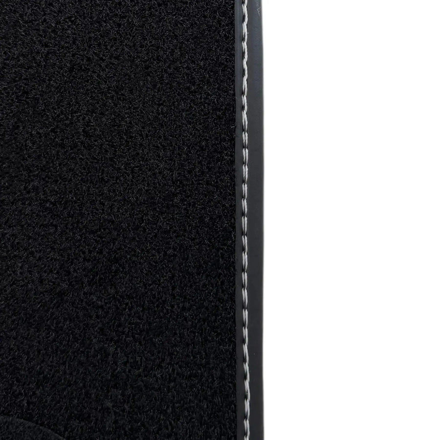 Black Floor Mats for Rolls Royce Ghost Series I 2010-2020 with Gray Leather Borders