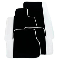Black Floor Mats for Rolls Royce Ghost Series I (2010-2020) with White Leather | White Trim