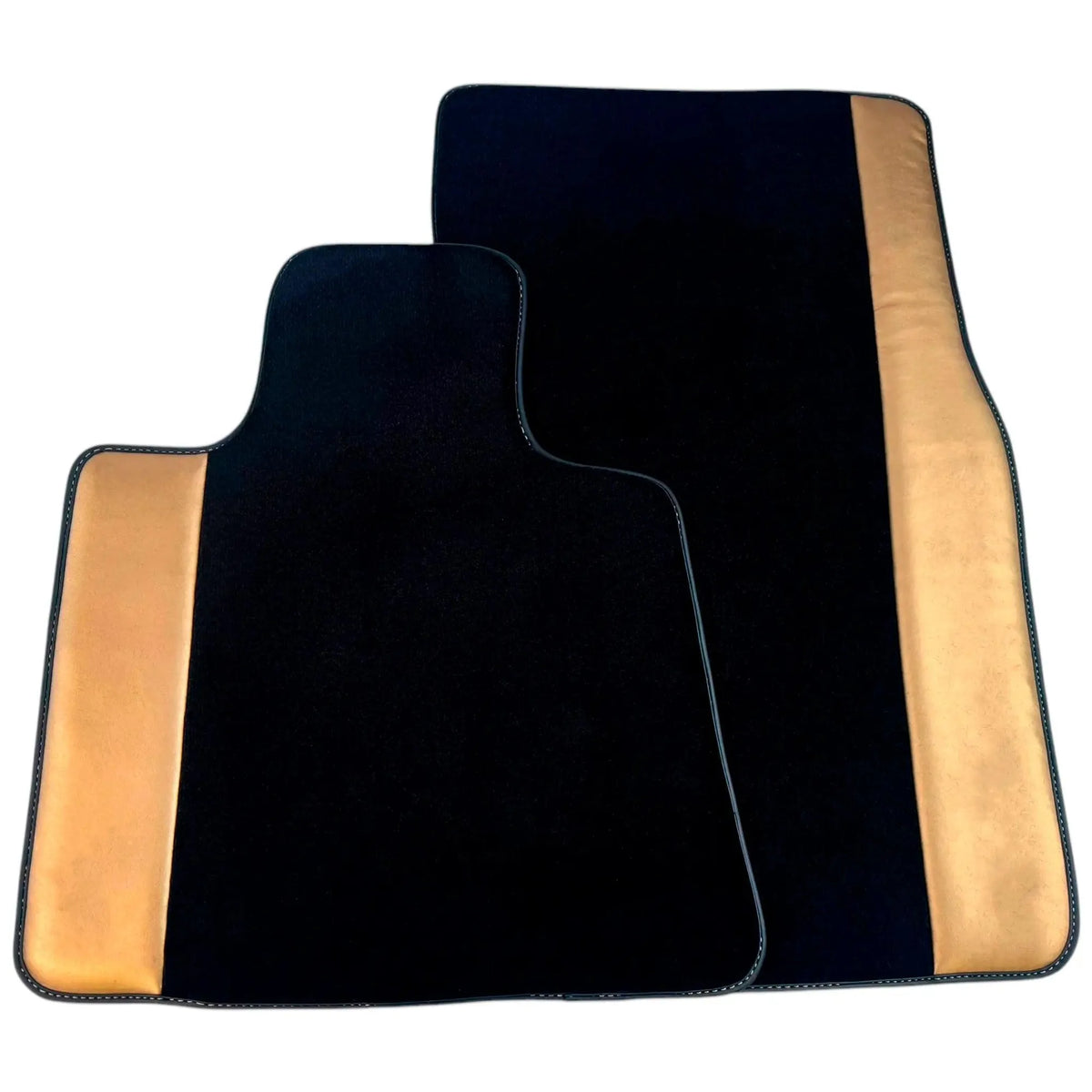 Black Floor Mats for Rolls Royce Ghost Series II (2021-2024) with Golden Leather