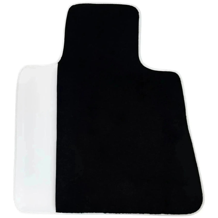 Black Floor Mats for Rolls Royce Ghost Series II (2021-2024) with White Leather | White Trim