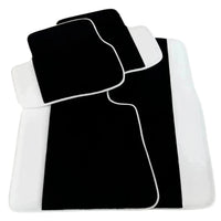 Black Floor Mats for Rolls Royce Ghost Series II (2021-2024) with White Leather | White Trim