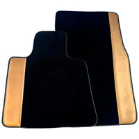 Black Floor Mats for Rolls Royce Phantom Drophead Coupe (2007-2016) with Golden Leather