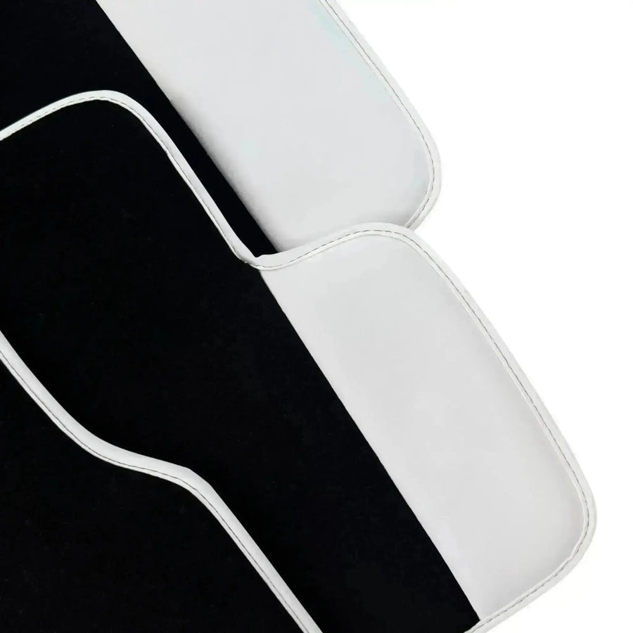 Black Floor Mats for Rolls Royce Phantom Drophead Coupe 2007-2016 with White Leather | White Trim