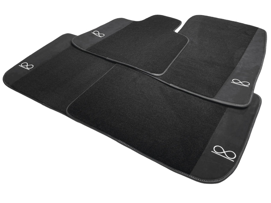 Black Floor Mats For Rolls Royce Phantom VIII (2017-2024) Black Badge Fluorescent Logo