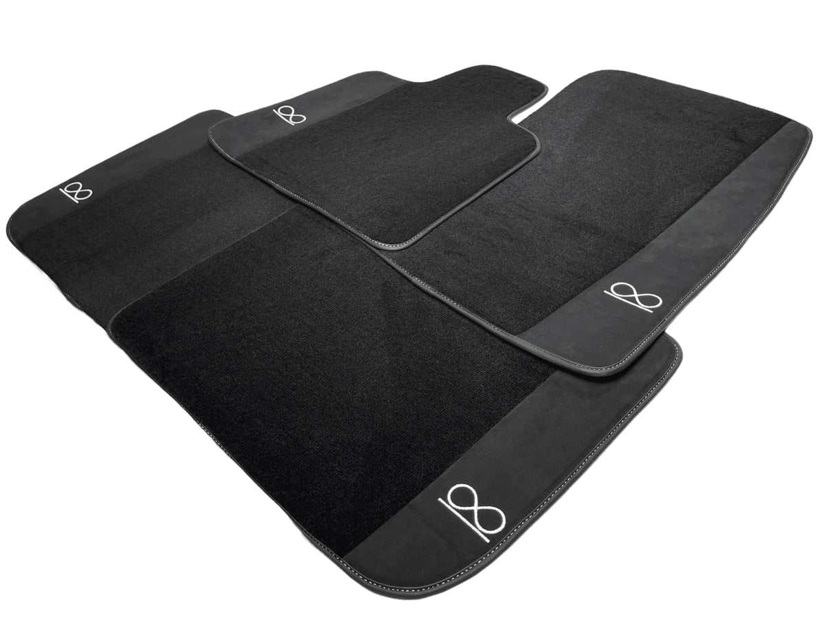 Black Floor Mats For Rolls Royce Phantom VIII (2017-2024) Black Badge Fluorescent Logo