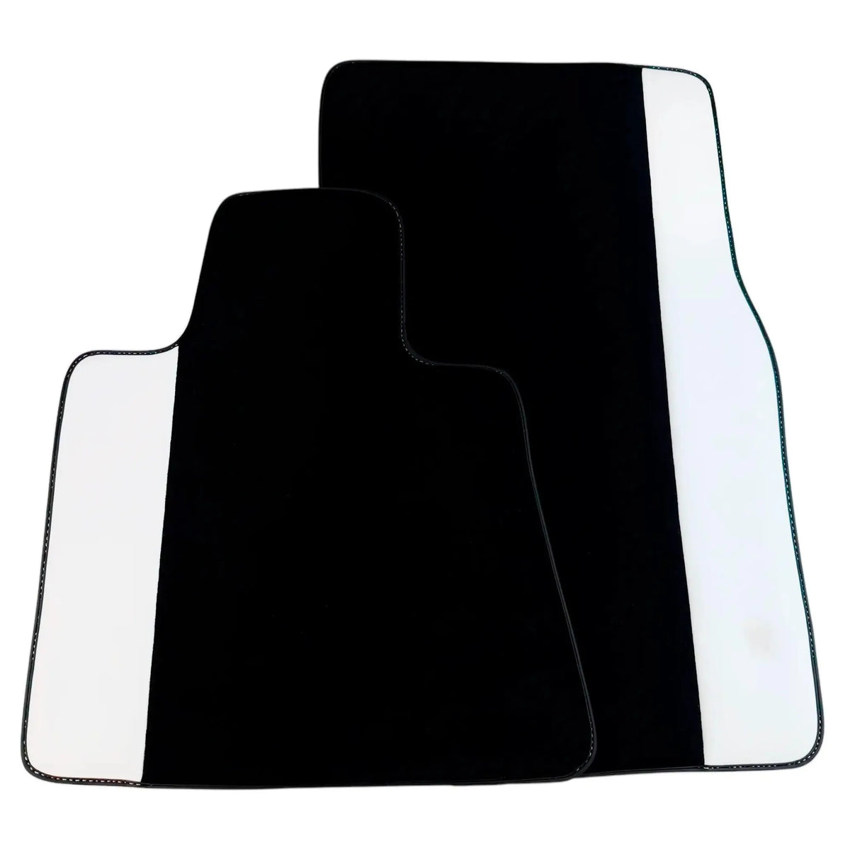 Black Floor Mats for Rolls Royce Shadow (1965-1977) with White Leather