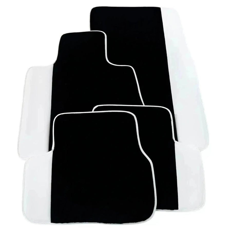 Black Floor Mats for Rolls Royce Spectre 2023-2024 with White Leather | White Trim