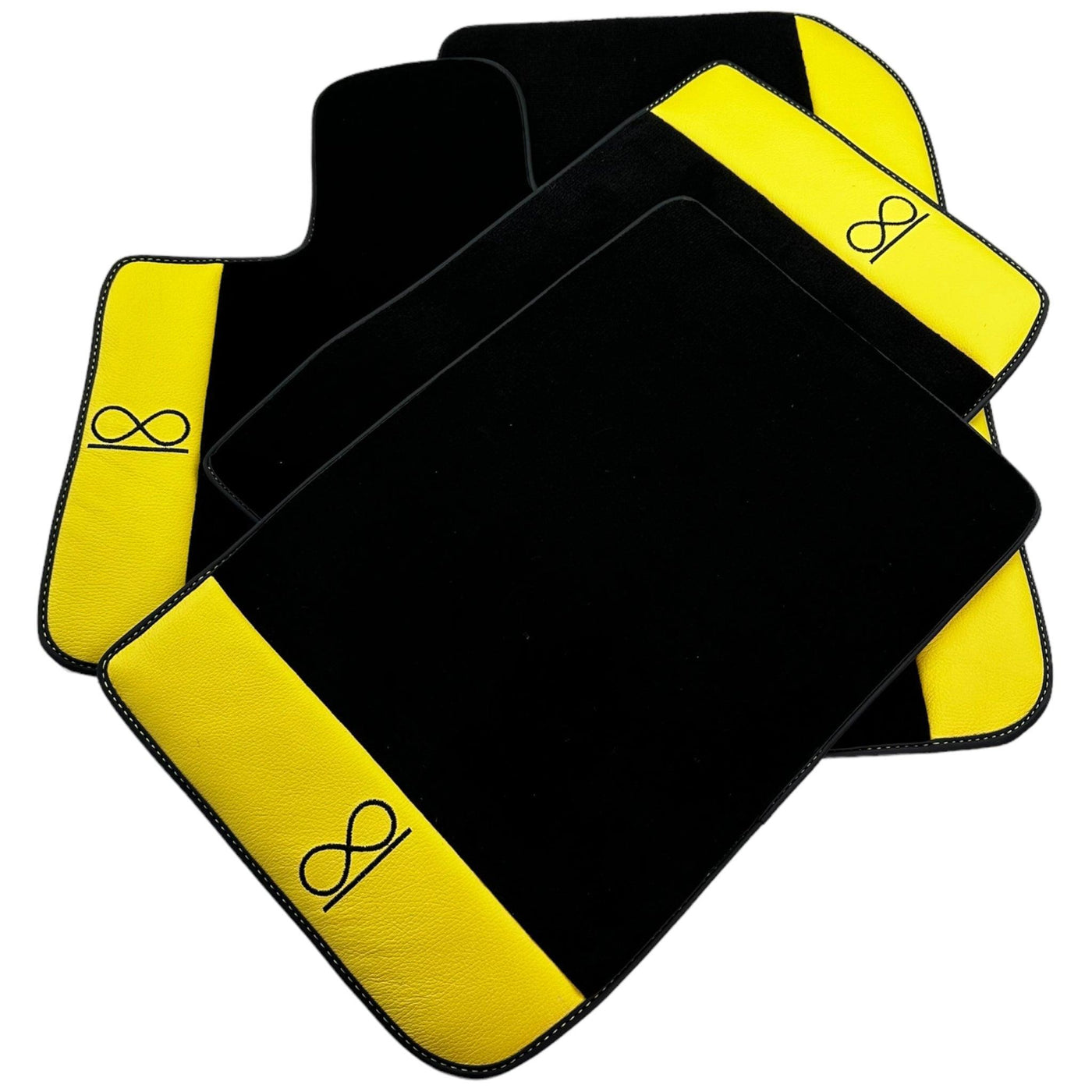 Black Floor Mats For Rolls Royce Spectre (2023-2024) Yellow Leather - AutoWin