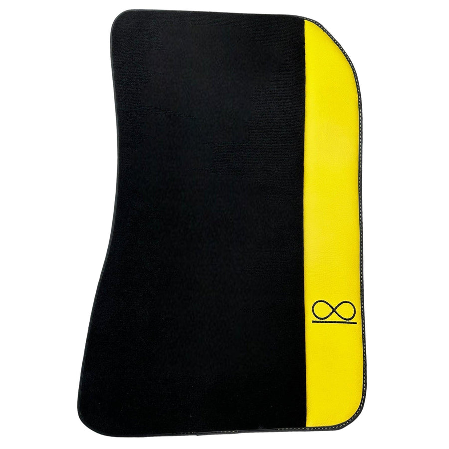 Black Floor Mats For Rolls Royce Spectre (2023-2024) Yellow Leather - AutoWin