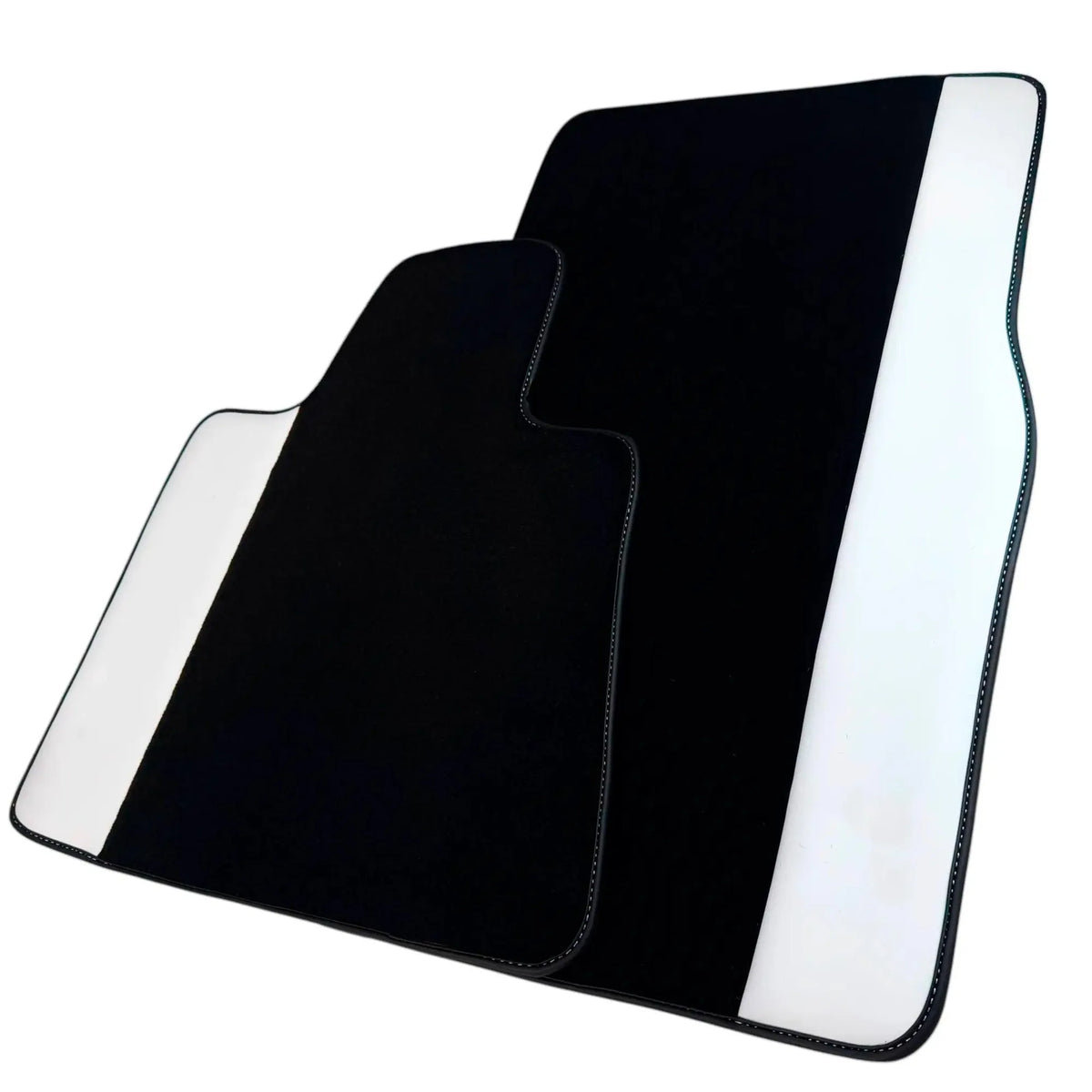 Black Floor Mats for Rolls Royce Wraith (2013–2023) with White Leather