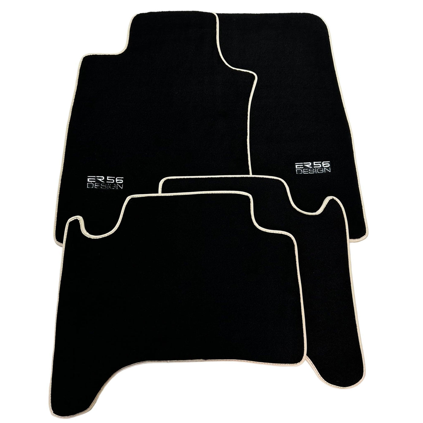 Black Floor Mats For Toyota Land Cruiser 120 (2002-2009) Beige Trim | ER56 Design - AutoWin