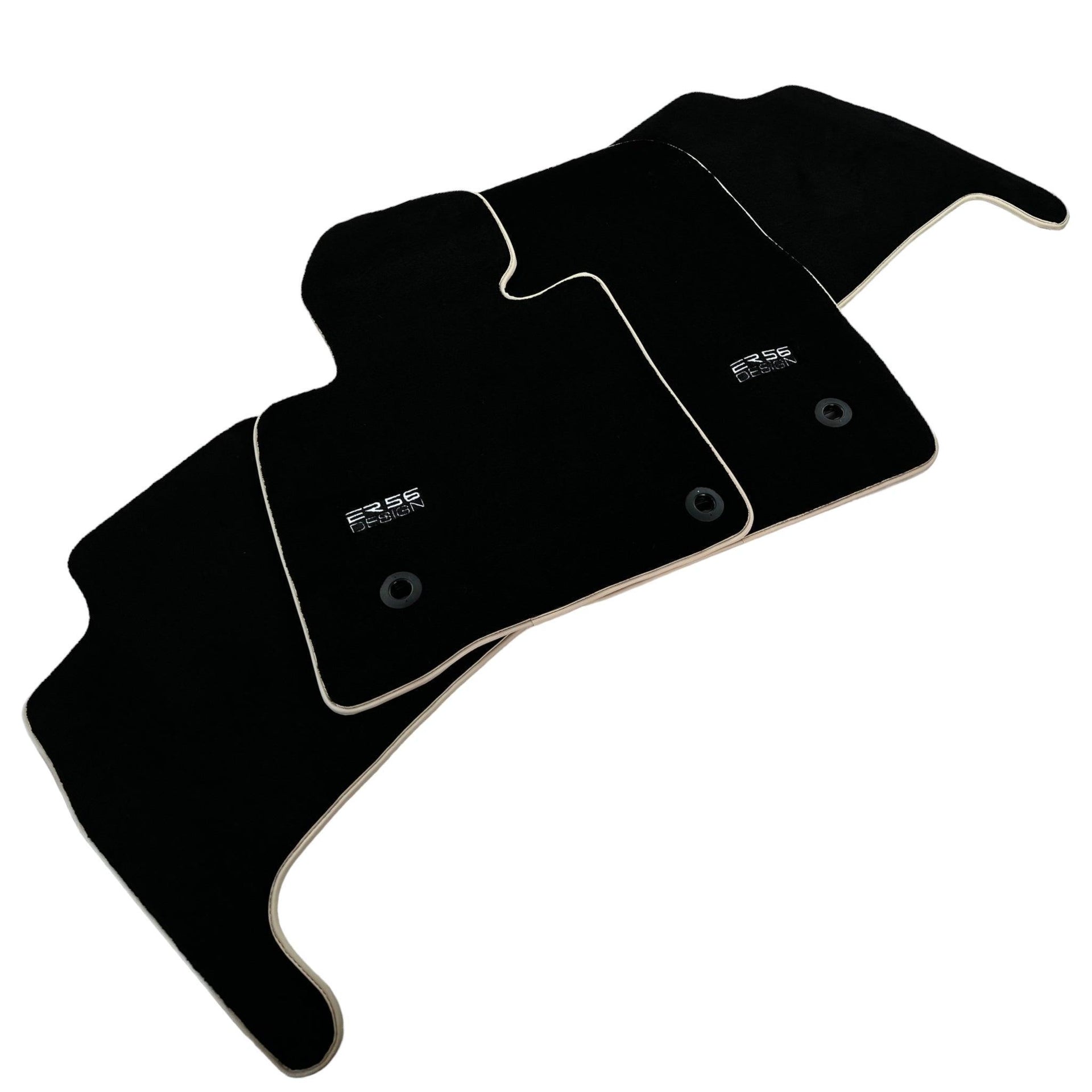 Black Floor Mats For Toyota Land Cruiser 150 (2009-2022) Beige Trim | ER56 Design - AutoWin