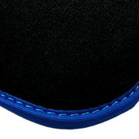 Black Floor Mats with Blue Trim for Pontiac FireBird (1970-1981) with Trans Am Logo - AutoWin
