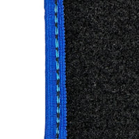 Black Floor Mats with Blue Trim for Pontiac FireBird (1970-1981) with Trans Am Logo - AutoWin
