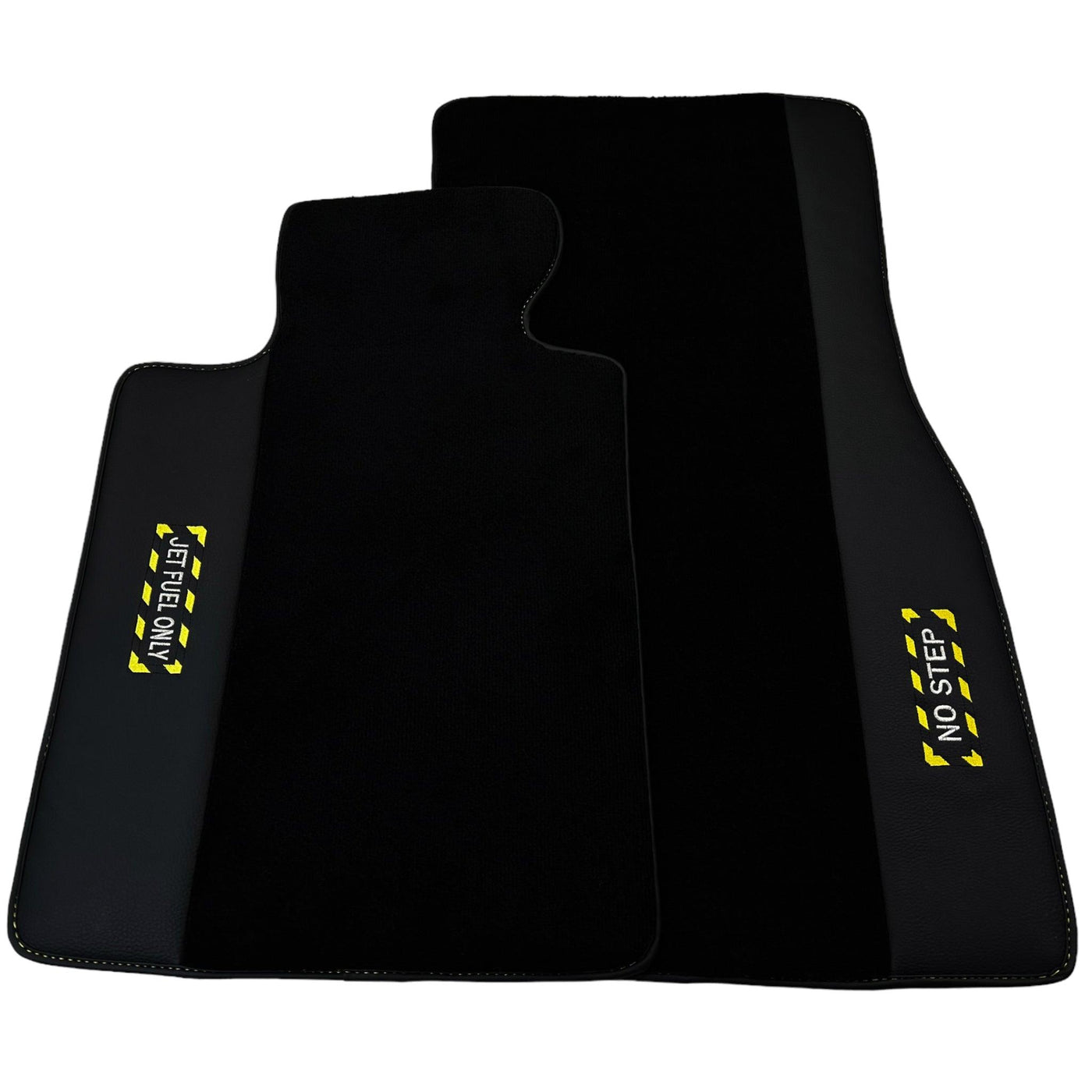 Black Floor Mats with Leather for BMW F74 Gran Coupe (2025-2026) - "Jet Fuel Only" - AutoWin