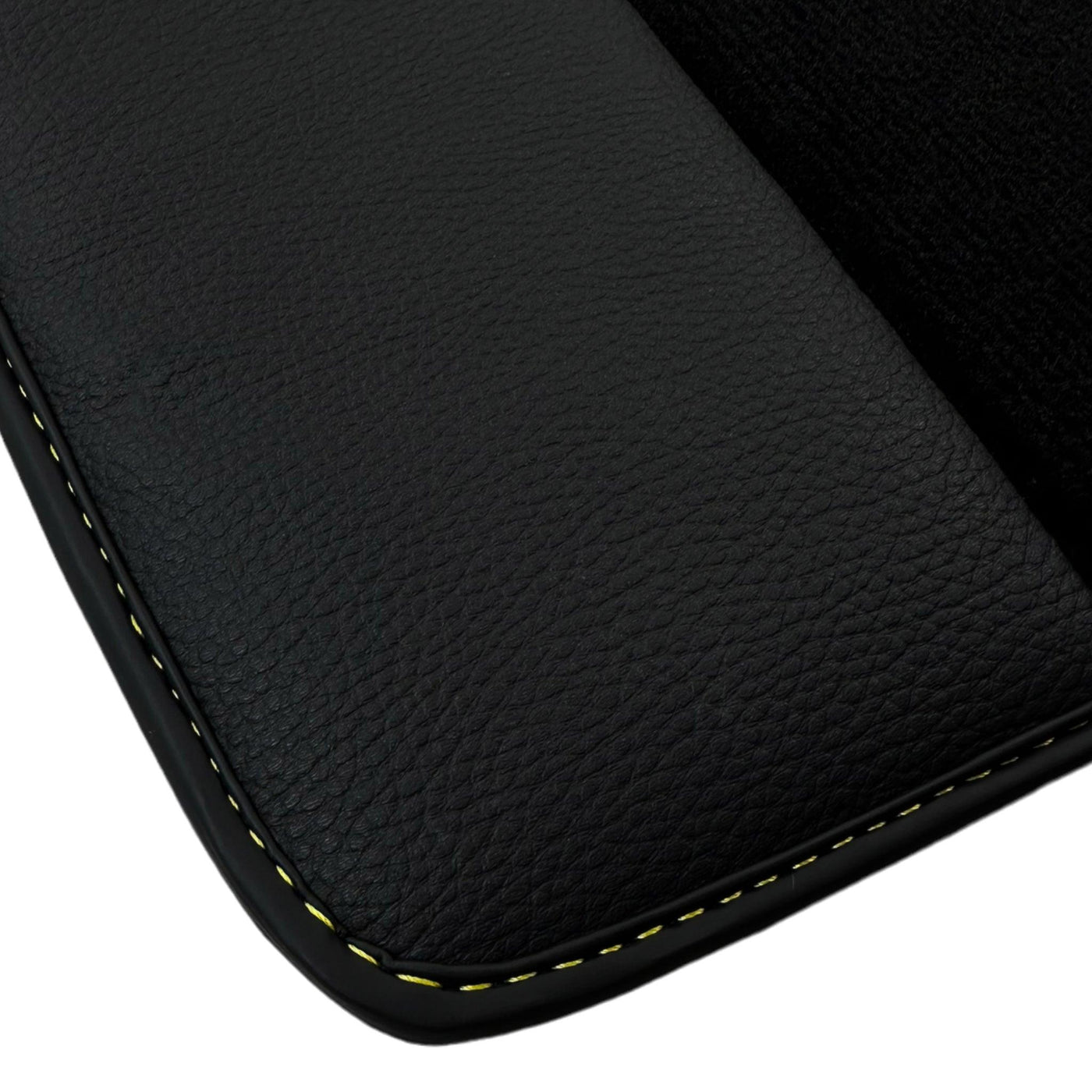 Black Floor Mats with Leather for BMW Gran Tourer F46 (2015-2022) 7 Seats - "Jet Fuel Only" - AutoWin