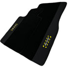 Black Floor Mats with Leather for BMW 5 Series G30 - "Jet Fuel Only" - AutoWin