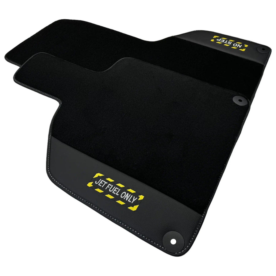 Black Floor Mats with Leather for Lamborghini Huracan (2014-2023) - Fighter Jet Edition - AutoWin