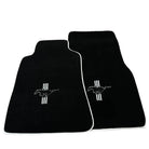 Black Floor Mats with White Trim For Ford Mustang V (2004-2010) With Pony - AutoWin
