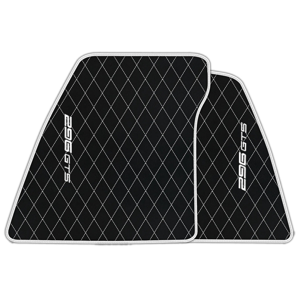 Black Leather Floor Mats for Ferrari 296 GTS (2022-2027) with Single Diamond Pattern | Full Set Option