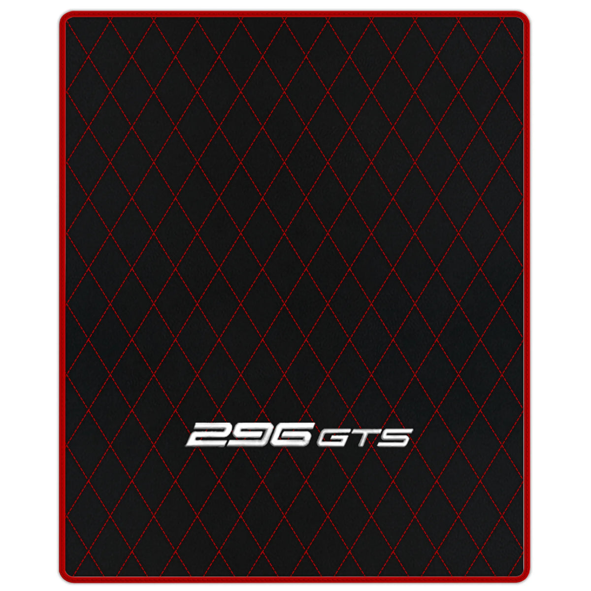 Black Leather Floor Mats for Ferrari 296 GTS (2022-2027) with Single Diamond Pattern | Full Set Option