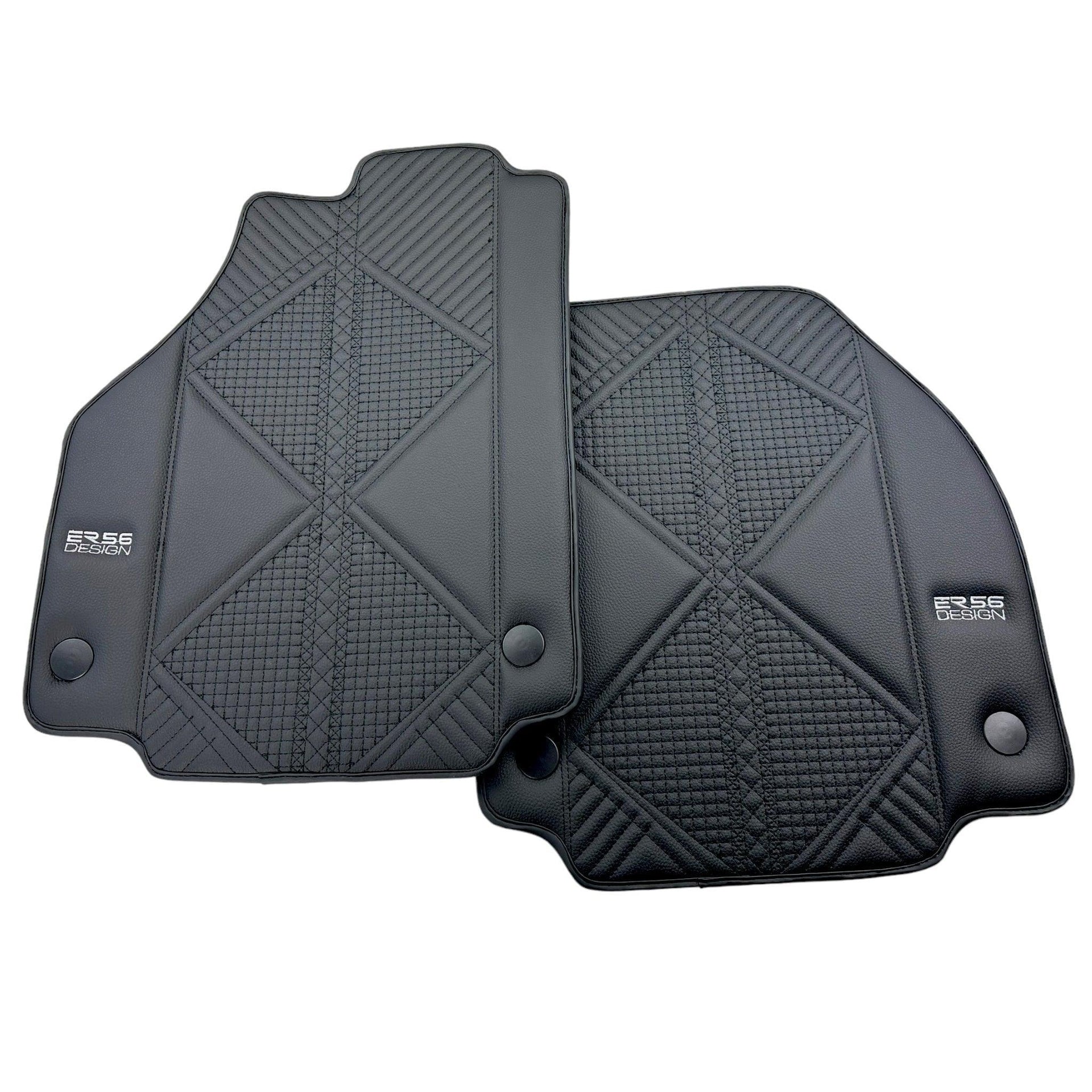 Black Leather Floor Mats For Ferrari 458 Italia (2009-2015) ER56 Design - AutoWin