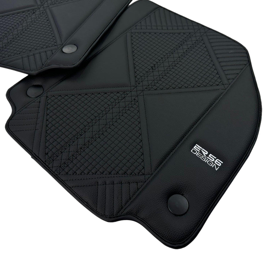 Black Leather Floor Mats For Ferrari 458 Italia (2009-2015) ER56 Design - AutoWin