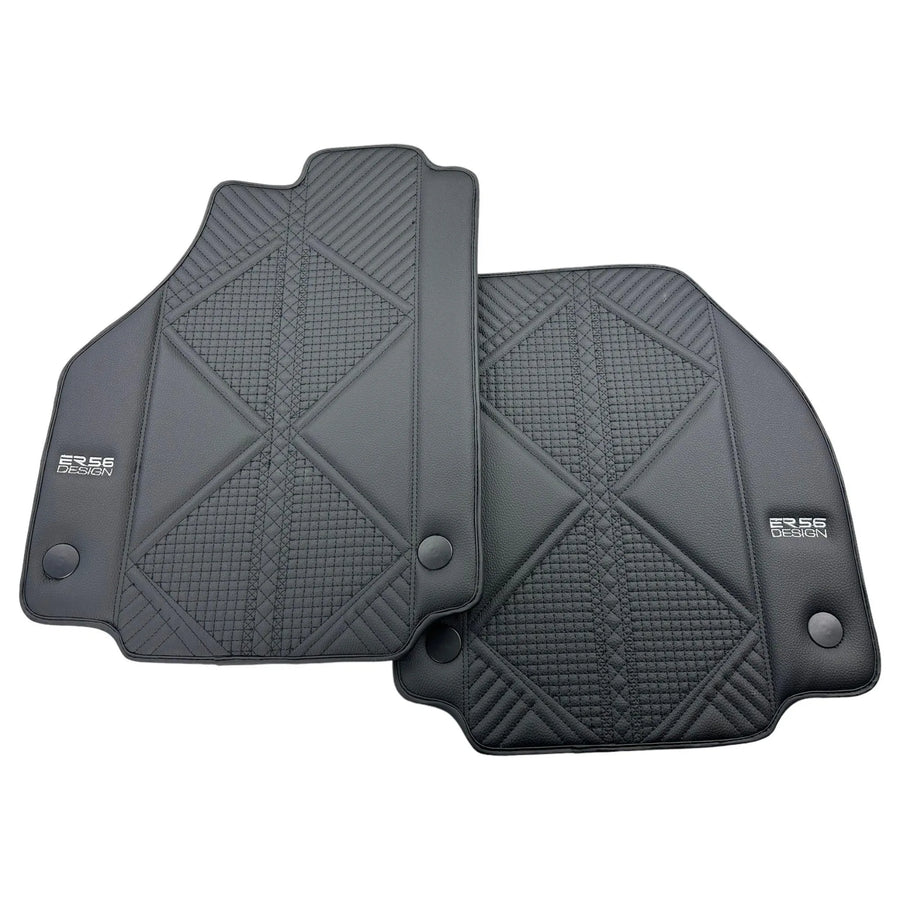 Black Leather Floor Mats For Ferrari 458 Spider (2012-2015) ER56 Design - AutoWin