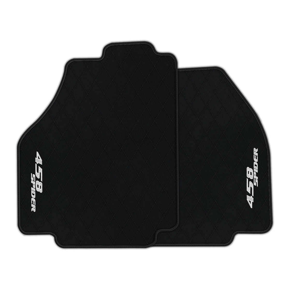 Black Leather Floor Mats for Ferrari 458 Spider (2012-2015) with Single Diamond Pattern | Full Set Option