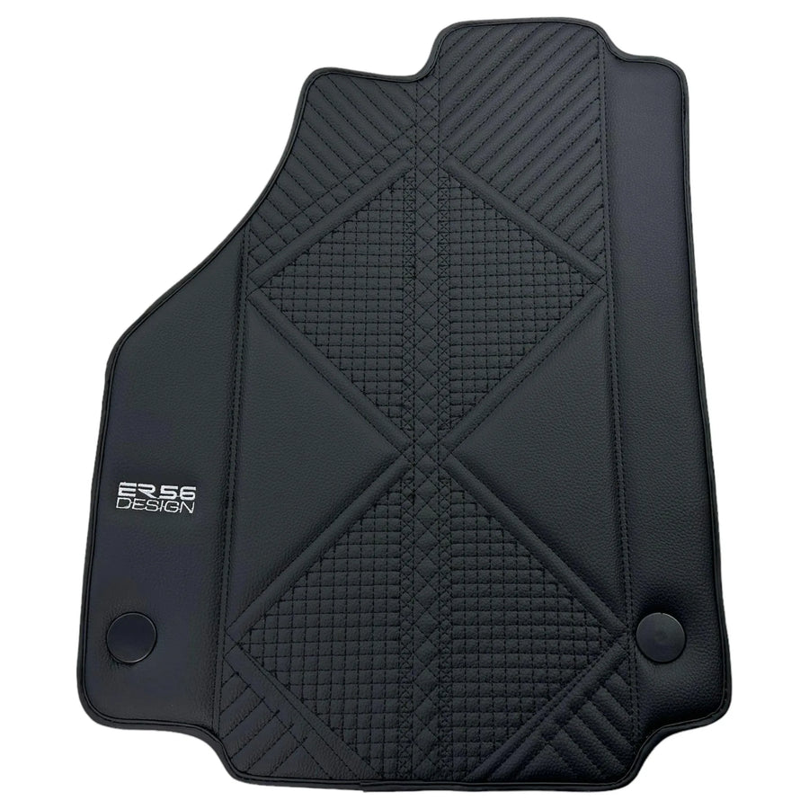 Black Leather Floor Mats For Ferrari 488 GTB (2016-2022) ER56 Design - AutoWin