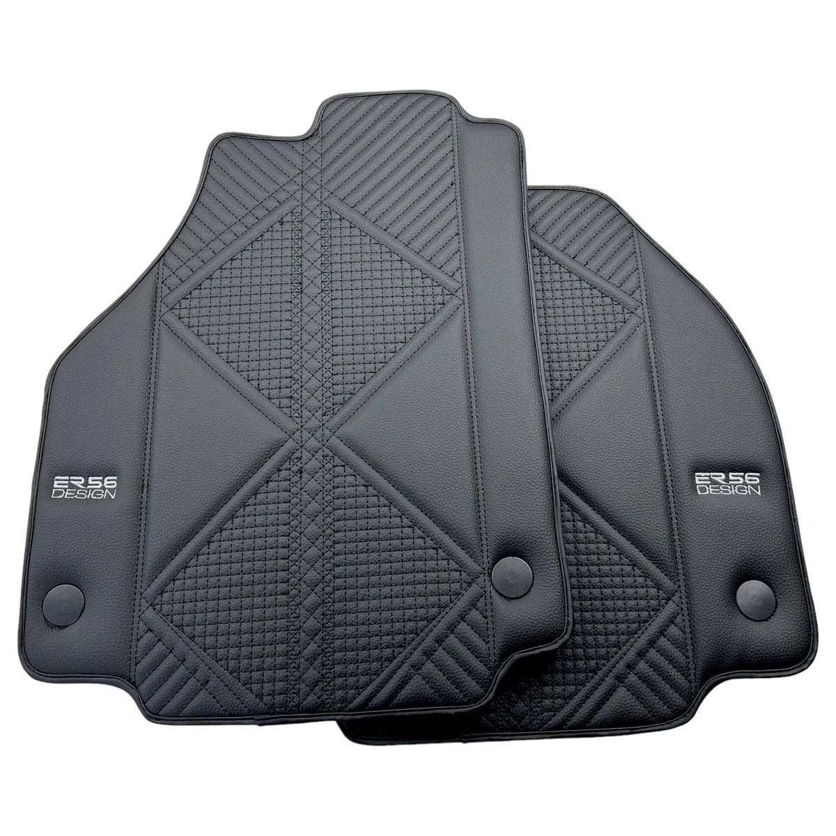 Black Leather Floor Mats For Ferrari 488 GTB (2016-2022) ER56 Design - AutoWin