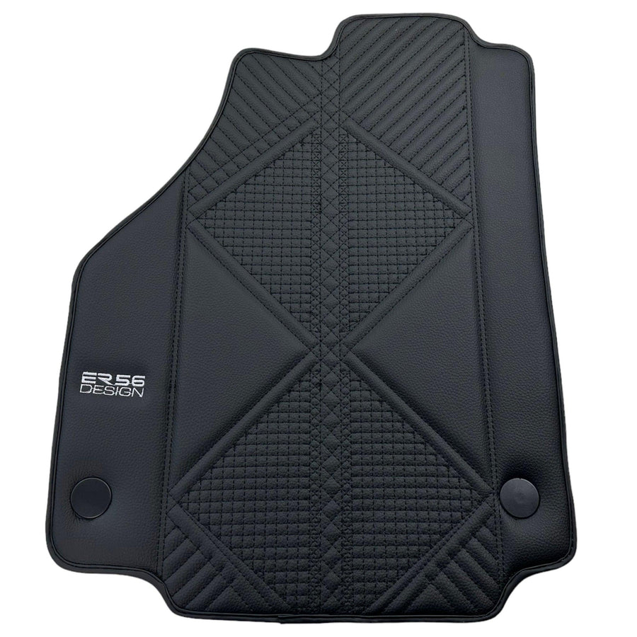 Black Leather Floor Mats For Ferrari 488 Spider (2016-2022) ER56 Design - AutoWin