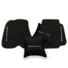 Black Leather Floor Mats for Ferrari 812 Superfast (2018-2023) with Single Diamond Pattern | Full Set Option