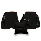 Black Leather Floor Mats for Ferrari 812 Superfast (2018-2023) with Single Diamond Pattern | Full Set Option