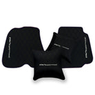 Black Leather Floor Mats for Ferrari 812 Superfast (2018-2023) with Single Diamond Pattern | Full Set Option
