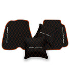 Black Leather Floor Mats for Ferrari 812 Superfast (2018-2023) with Single Diamond Pattern | Full Set Option