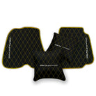 Black Leather Floor Mats for Ferrari 812 Superfast (2018-2023) with Single Diamond Pattern | Full Set Option