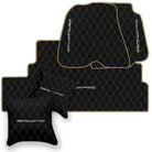 Black Leather Floor Mats for Ferrari 812 Superfast (2018-2023) with Single Diamond Pattern | Full Set Option