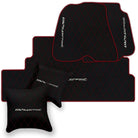 Black Leather Floor Mats for Ferrari 812 Superfast (2018-2023) with Single Diamond Pattern | Full Set Option
