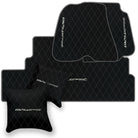 Black Leather Floor Mats for Ferrari 812 Superfast (2018-2023) with Single Diamond Pattern | Full Set Option