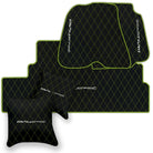 Black Leather Floor Mats for Ferrari 812 Superfast (2018-2023) with Single Diamond Pattern | Full Set Option