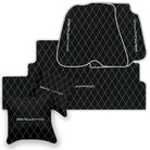 Black Leather Floor Mats for Ferrari 812 Superfast (2018-2023) with Single Diamond Pattern | Full Set Option