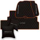 Black Leather Floor Mats for Ferrari 812 Superfast (2018-2023) with Single Diamond Pattern | Full Set Option